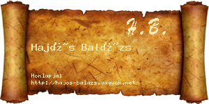 Hajós Balázs névjegykártya